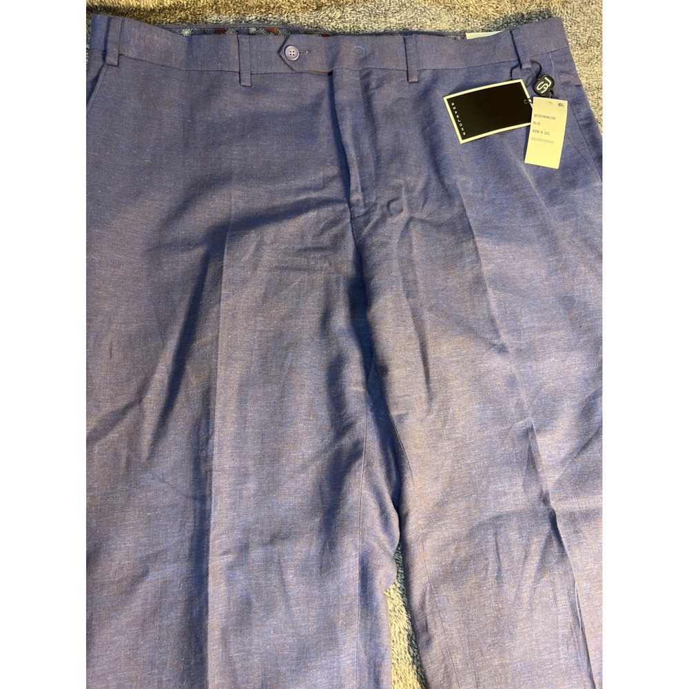 Sean John Mens Springfield Blue Linen Blend Dress Pants 40W x 32L MFIDPMHX0106